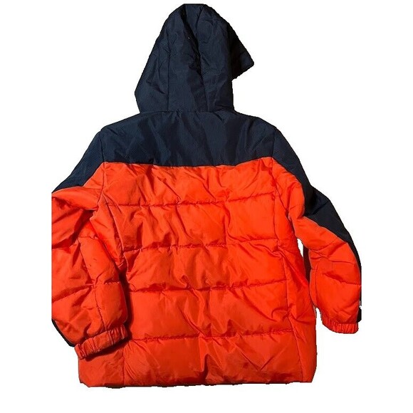 ZeroXPosur Boys Puffer Jacket 5/6 Orange Blue Hooded Winter Coat Cozycore Warm - Picture 6 of 6